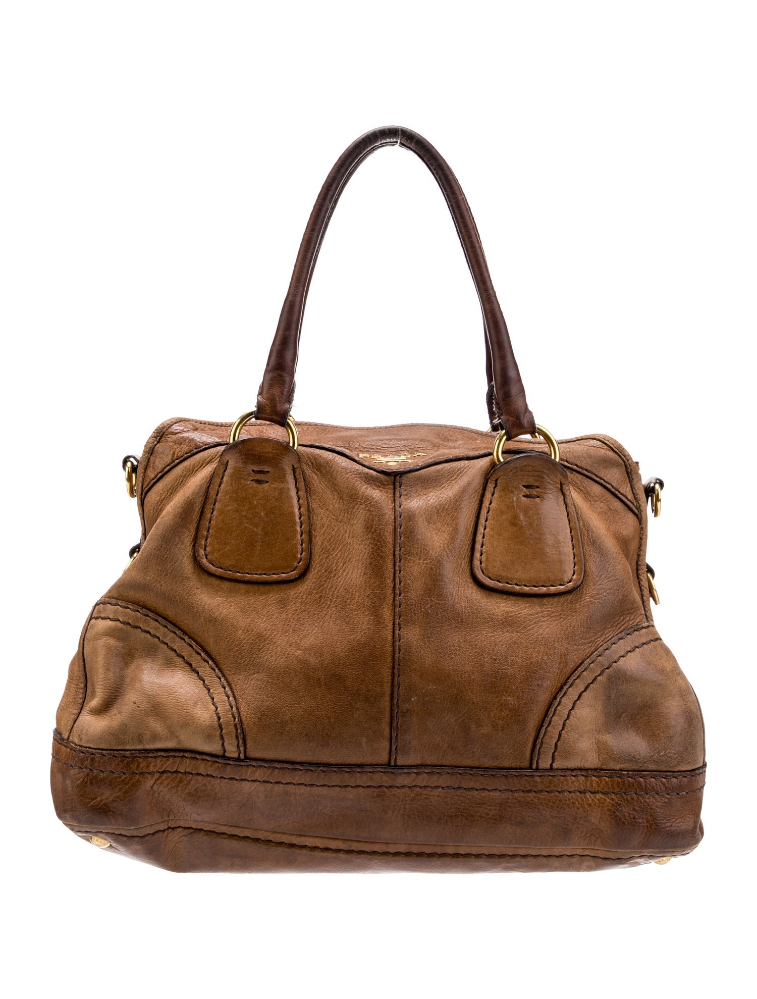 Prada Cervo Leather Top Handle Bag