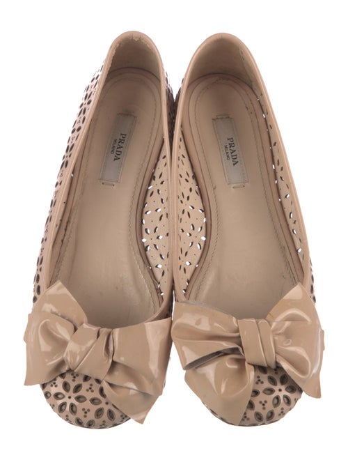 Prada Patent Leather Lasercut Accents Ballet Flats