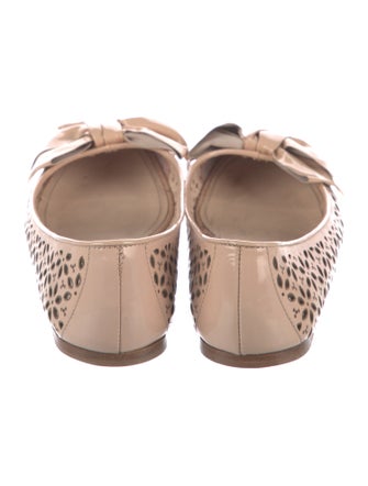 Prada Patent Leather Lasercut Accents Ballet Flats