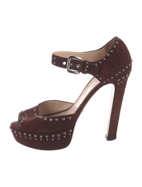 Prada Suede Studded Accents D'Orsay Pumps