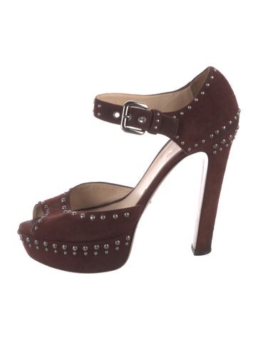 Prada Pumps Suede Studded Accents D'Orsay IT 39.5 | 9.5