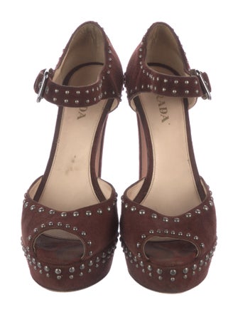 Prada Suede Studded Accents D'Orsay Pumps