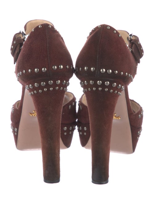 Prada Suede Studded Accents D'Orsay Pumps