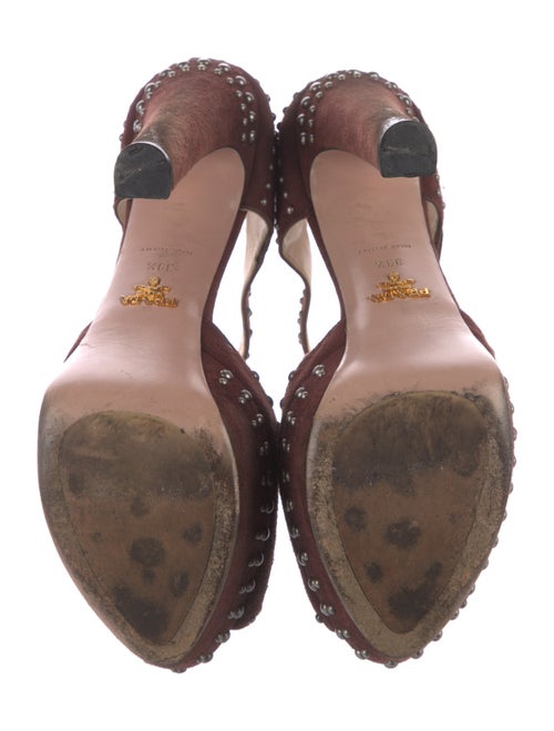 Prada Suede Studded Accents D'Orsay Pumps