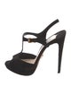 Prada Suede Cutout Accent T-Strap Sandals