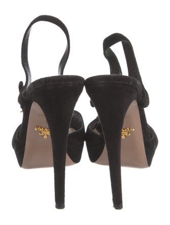 Prada Suede Cutout Accent T-Strap Sandals
