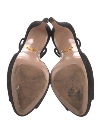 Prada Suede Cutout Accent T-Strap Sandals