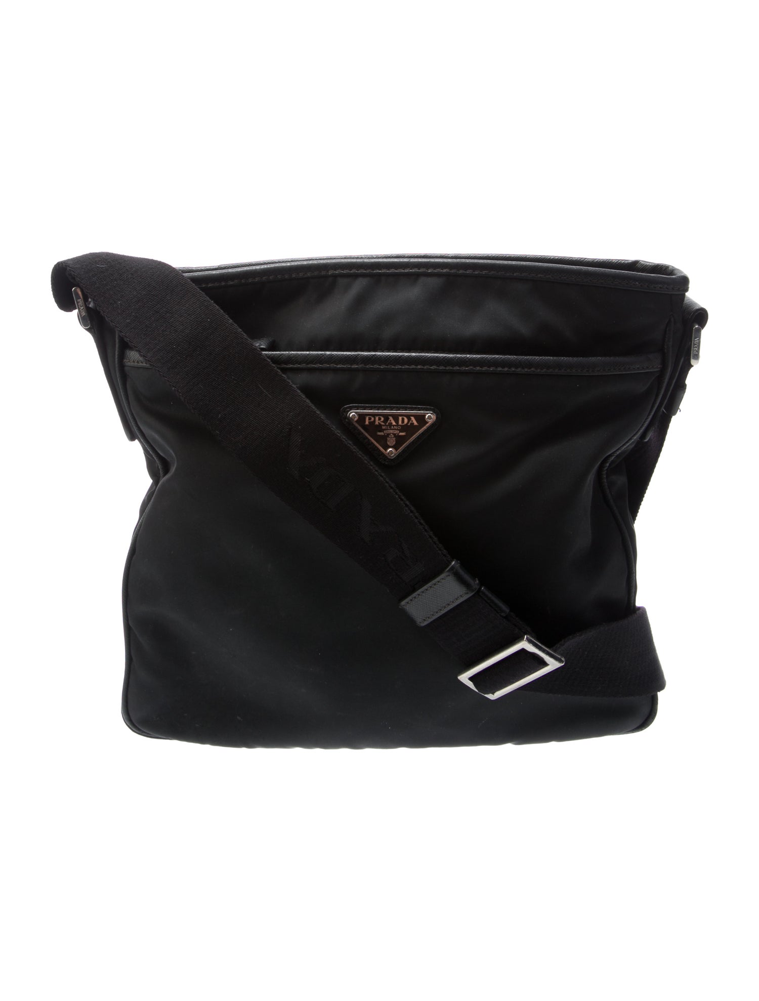 和*吉様 Prada Enameled Triangle Messenger B Prada Enameled Metal Triangle Messenger Bag - Black