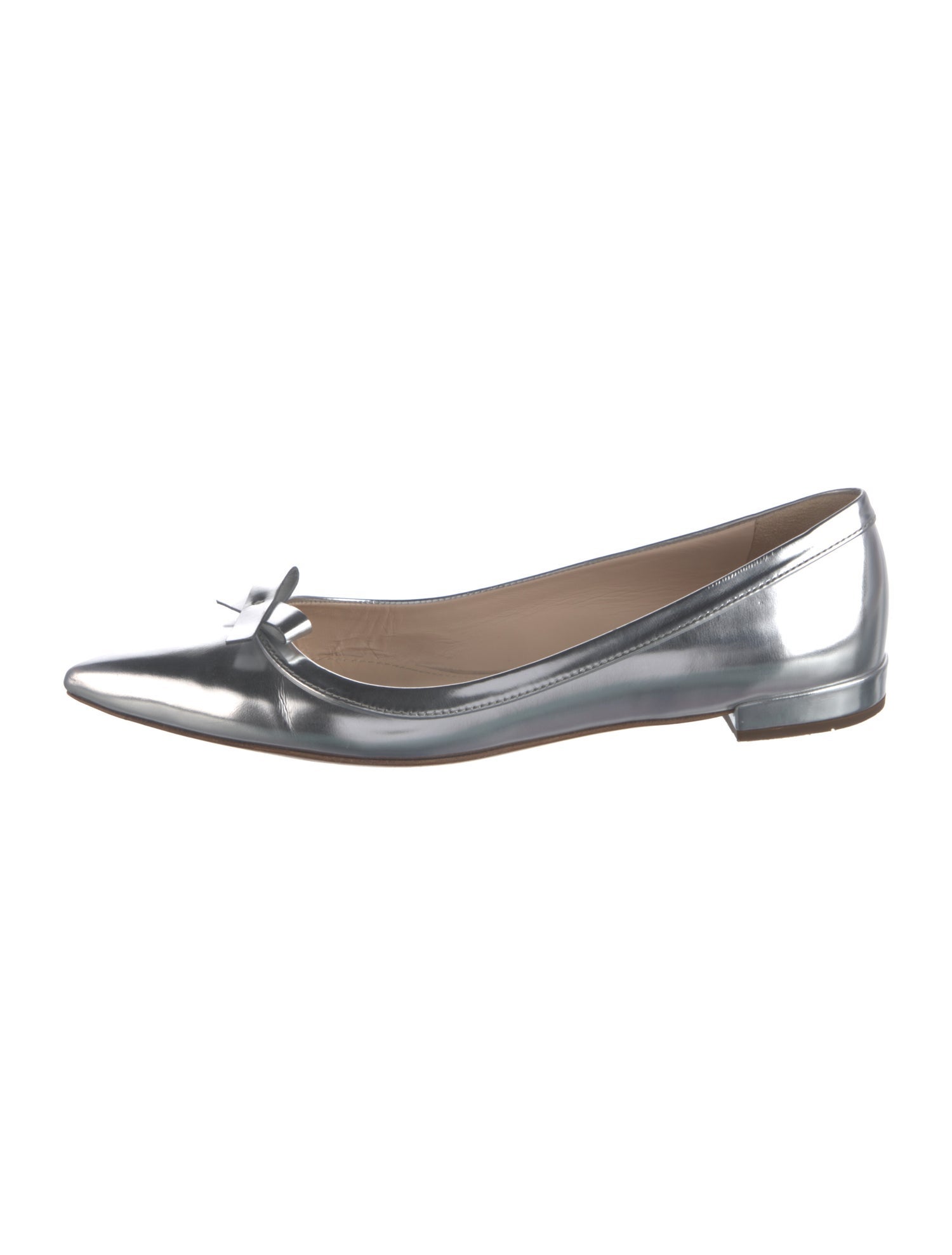 Prada Leather Bow Accents Ballet Flats