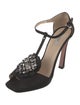 Prada Nylon Crystal Embellishments T-Strap Pumps