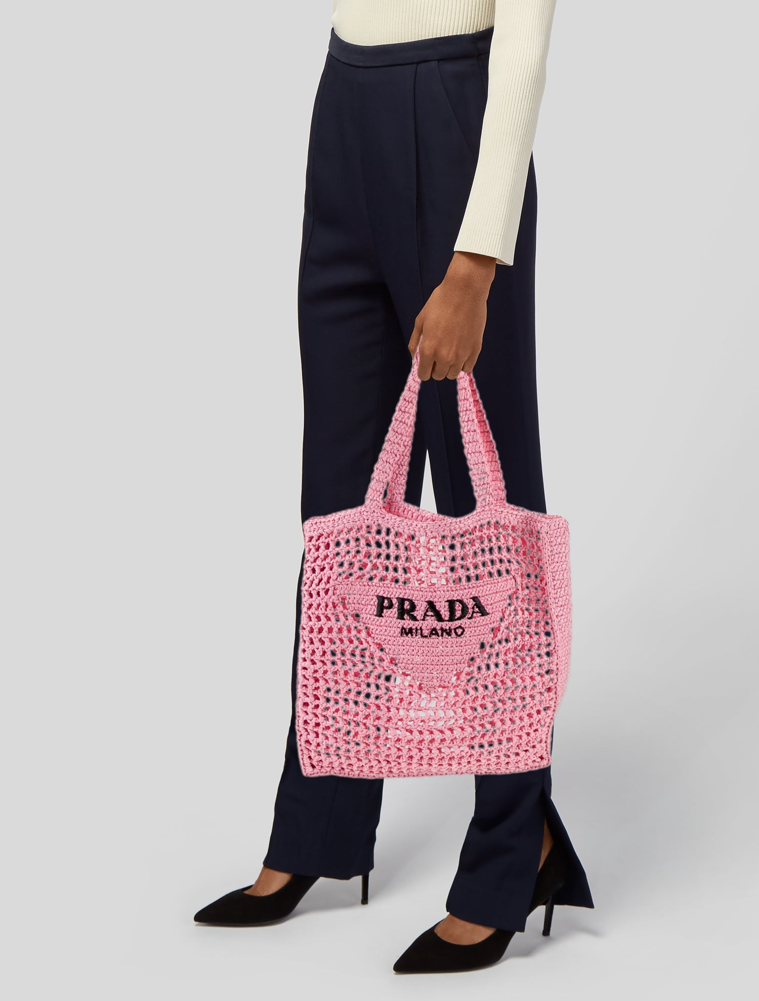 Prada Raffia Grass Logo Tote