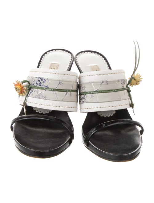 Prada Leather Floral Print Slides