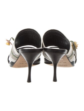 Prada Leather Floral Print Slides