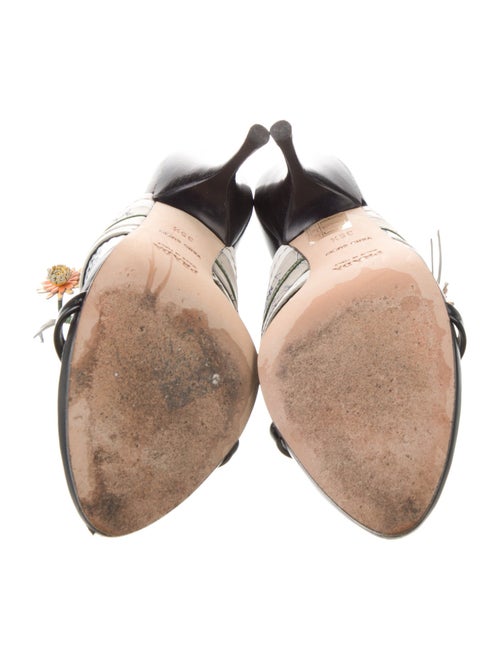 Prada Leather Floral Print Slides