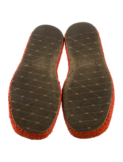 Prada Enameled Metal Triangle Raffia Slides