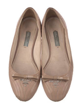 Prada Leather Bow Accents Ballet Flats