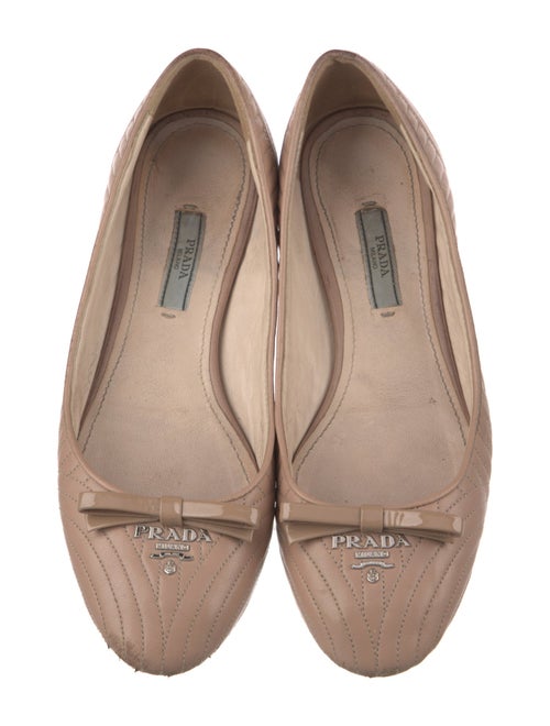 Prada Leather Bow Accents Ballet Flats