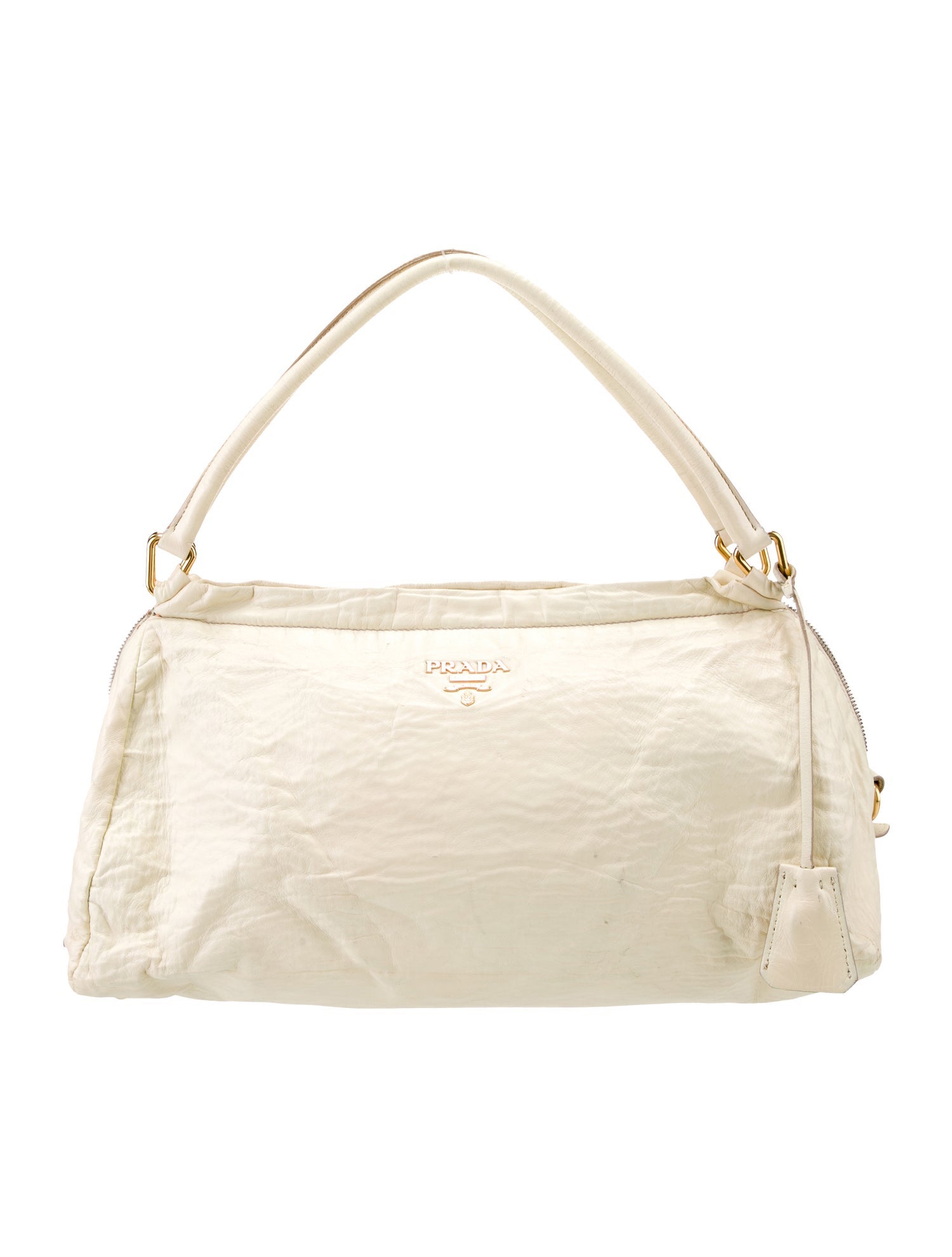 Prada Enameled Metal Triangle Shoulder Bag