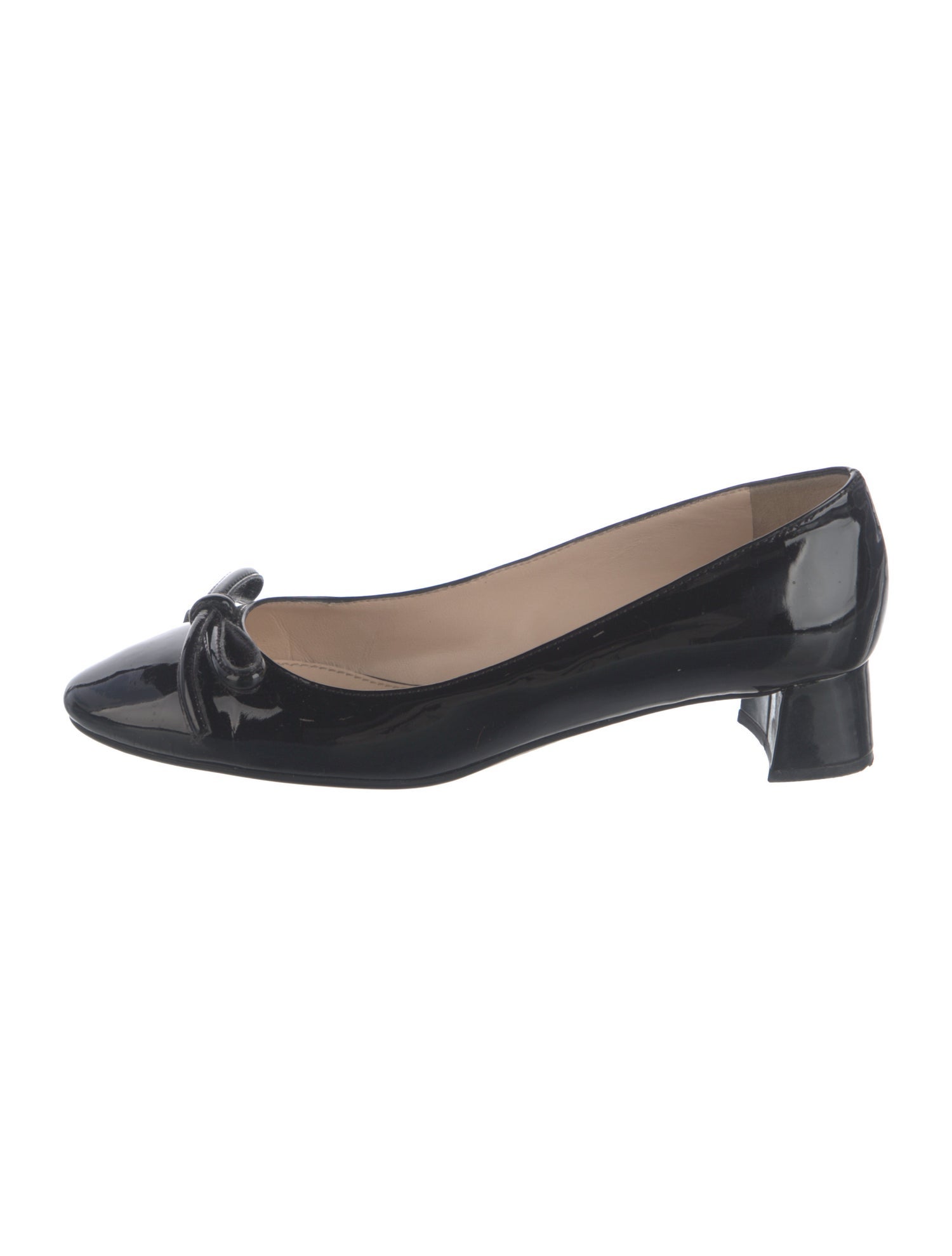 Prada Patent Leather Bow Accents Pumps