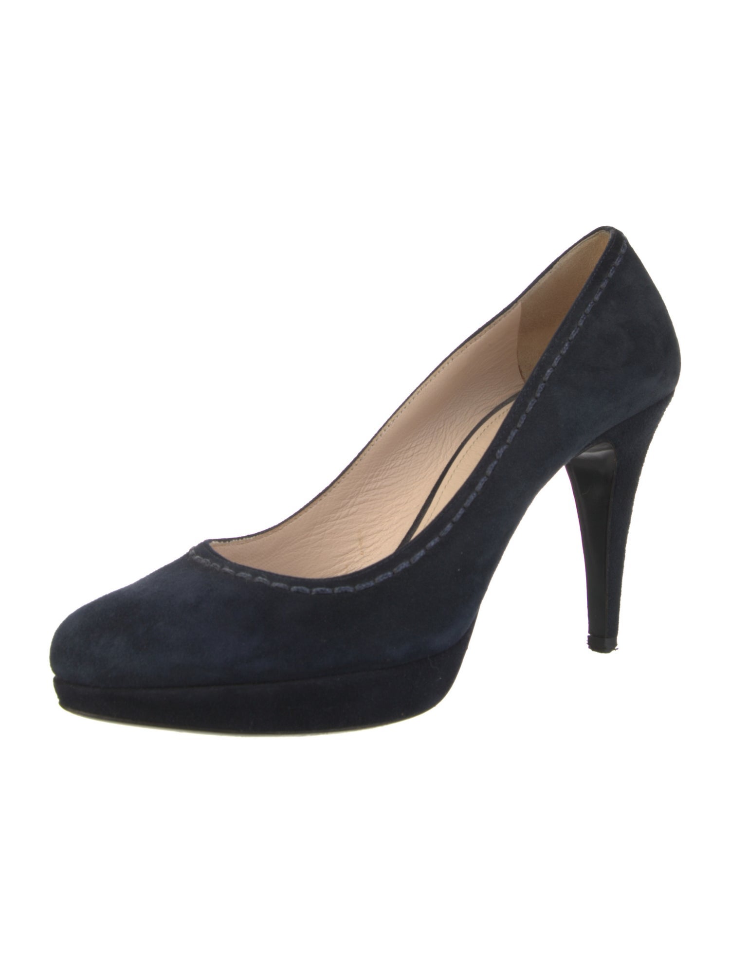 Prada Suede Whipstitch Trim Pumps