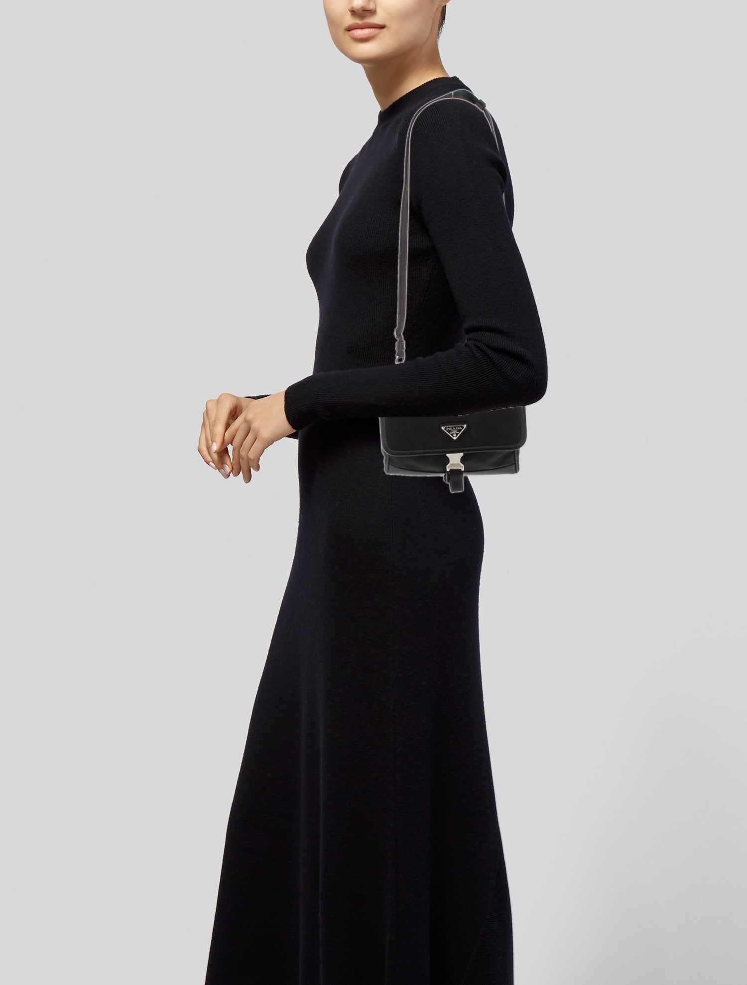 Prada Enameled Metal Triangle Re-Nylon Saffiano Smartphone Case Crossbody