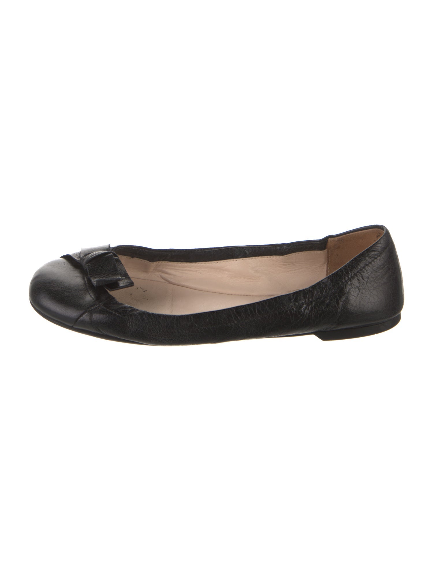 Prada Leather Bow Accents Ballet Flats