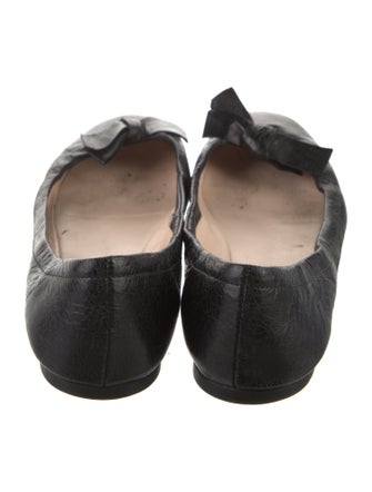 Prada Leather Bow Accents Ballet Flats