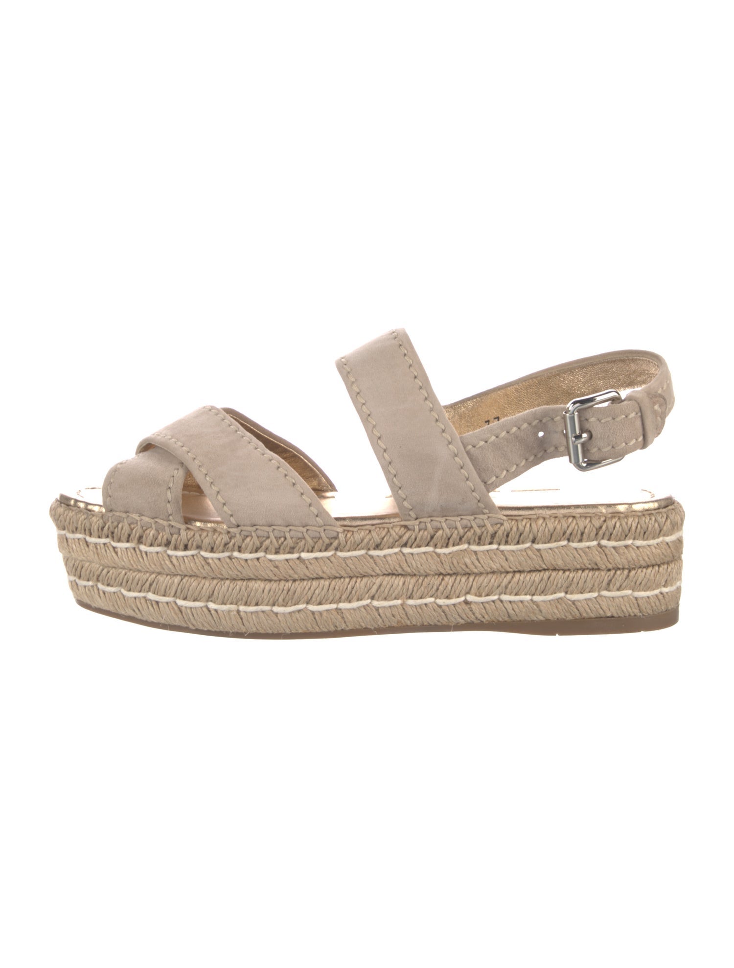 Prada Suede Whipstitch Trim Espadrilles