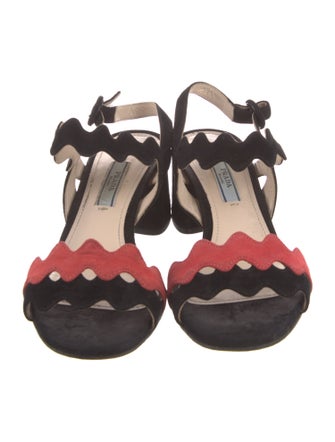 Prada Suede Colorblock Pattern Sandals