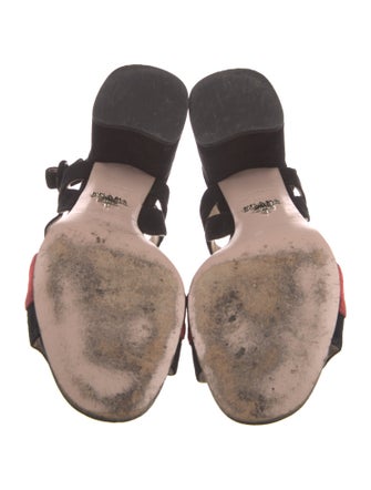 Prada Suede Colorblock Pattern Sandals