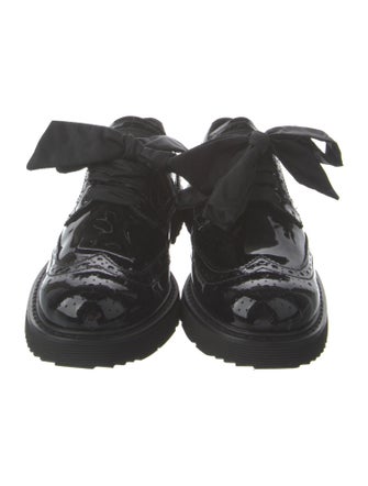 Prada Patent Leather Lasercut Accents Loafers