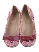 Prada Floral Print Bow Accents Ballet Flats