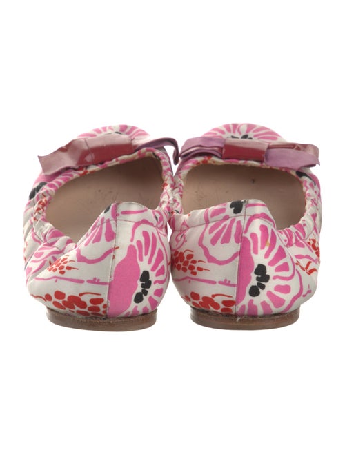 Prada Floral Print Bow Accents Ballet Flats