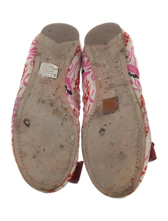 Prada Floral Print Bow Accents Ballet Flats