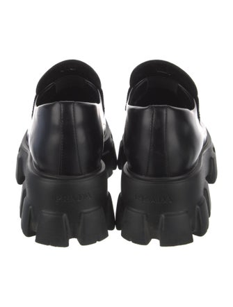 Prada Enameled Metal Triangle Leather Oxfords