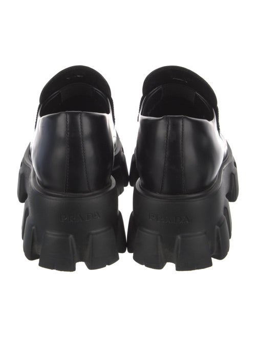 Prada Enameled Metal Triangle Leather Oxfords