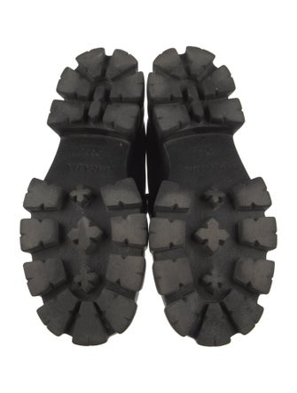 Prada Enameled Metal Triangle Leather Oxfords