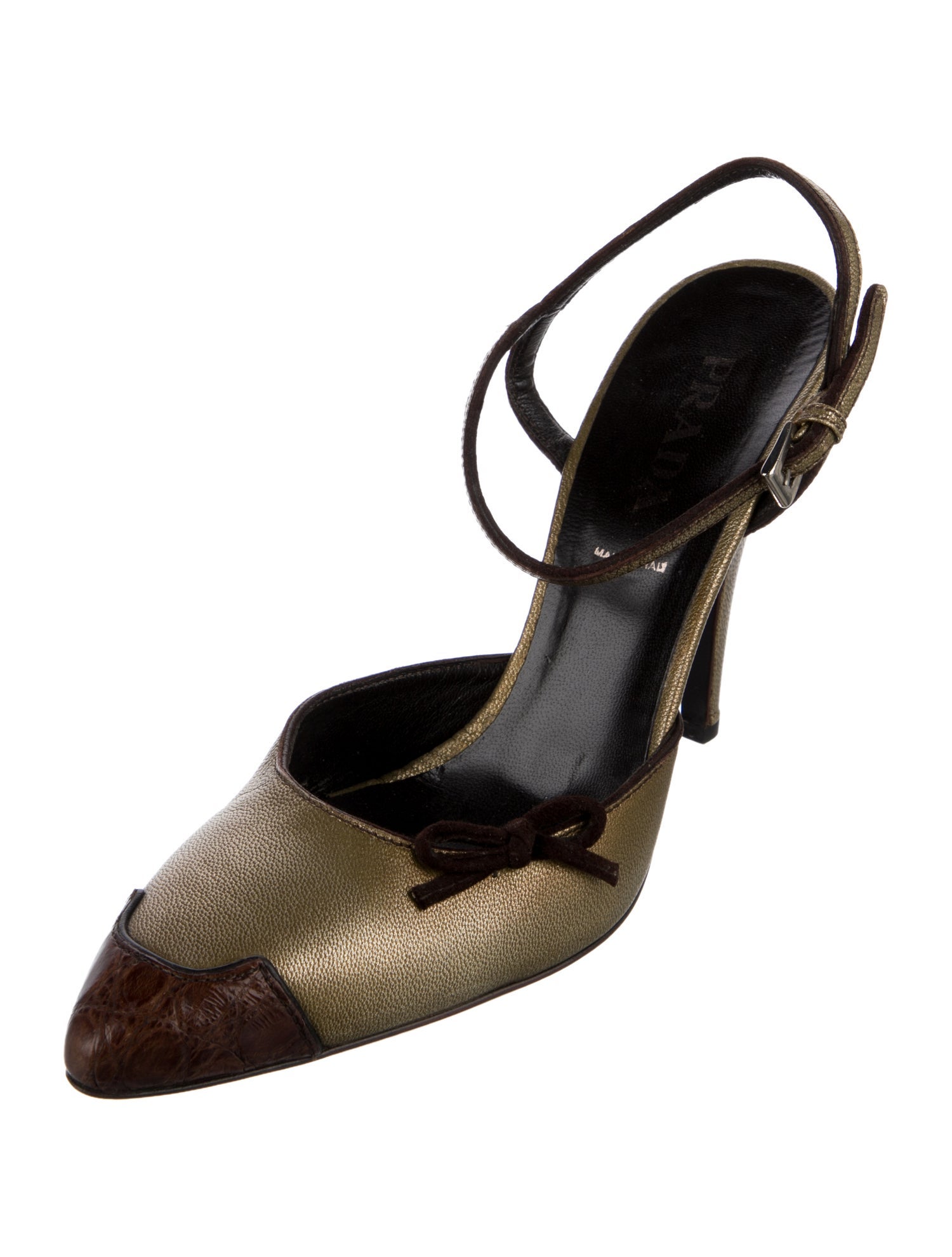 Prada Leather Colorblock Pattern Slingback Pumps