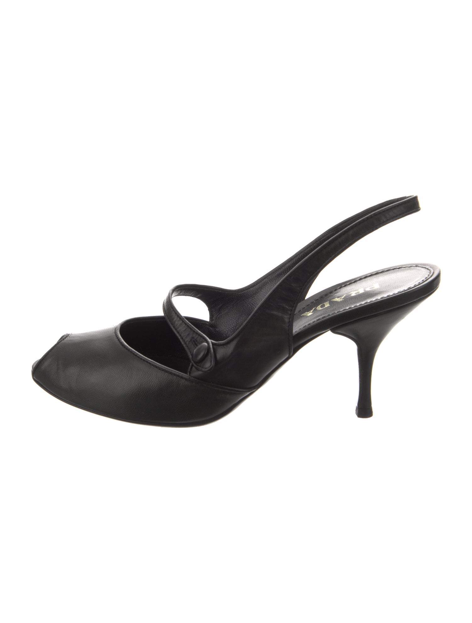 Prada Leather Cutout Accent Slingback Pumps