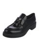 Prada Enameled Metal Triangle Patent Leather Oxfords