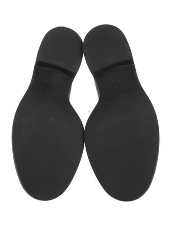 Prada Enameled Metal Triangle Patent Leather Oxfords