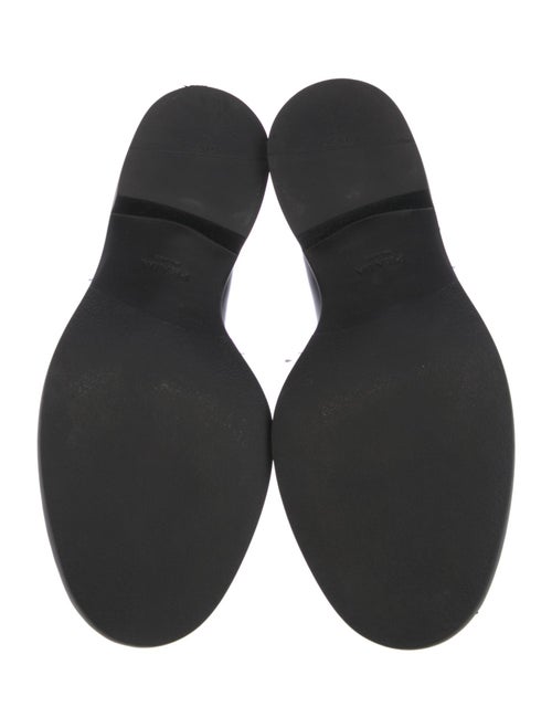 Prada Enameled Metal Triangle Patent Leather Oxfords