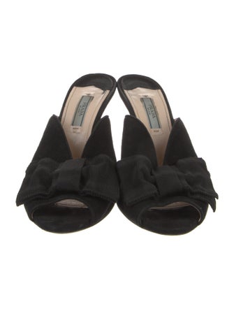 Prada Suede Bow Accents Slides