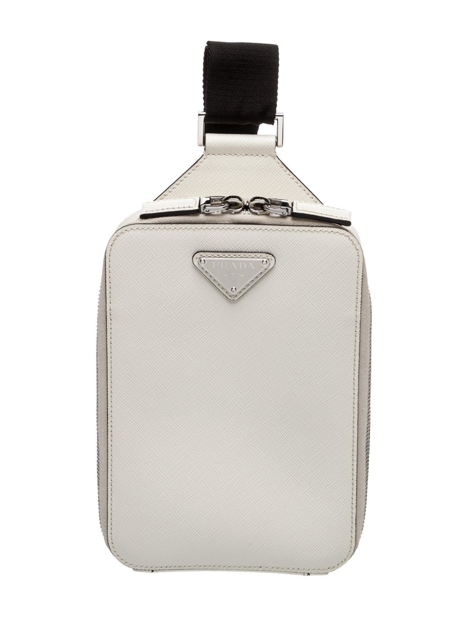 Prada Enameled Metal Triangle Backpack