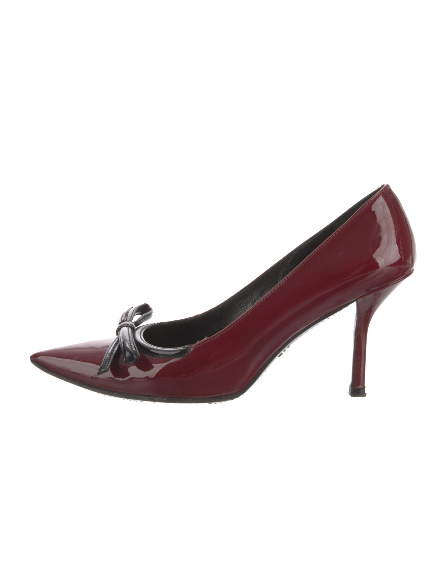Prada Patent Leather Bow Accents Pumps