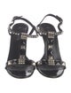 Prada Patent Leather Studded Accents T-Strap Sandals