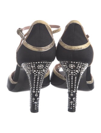 Prada Satin Printed D'Orsay Pumps