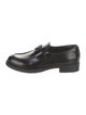 Prada Enameled Metal Triangle Patent Leather Loafers