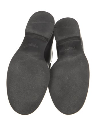 Prada Enameled Metal Triangle Patent Leather Loafers