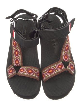 Prada Sport Printed Embroidered Accent Espadrilles